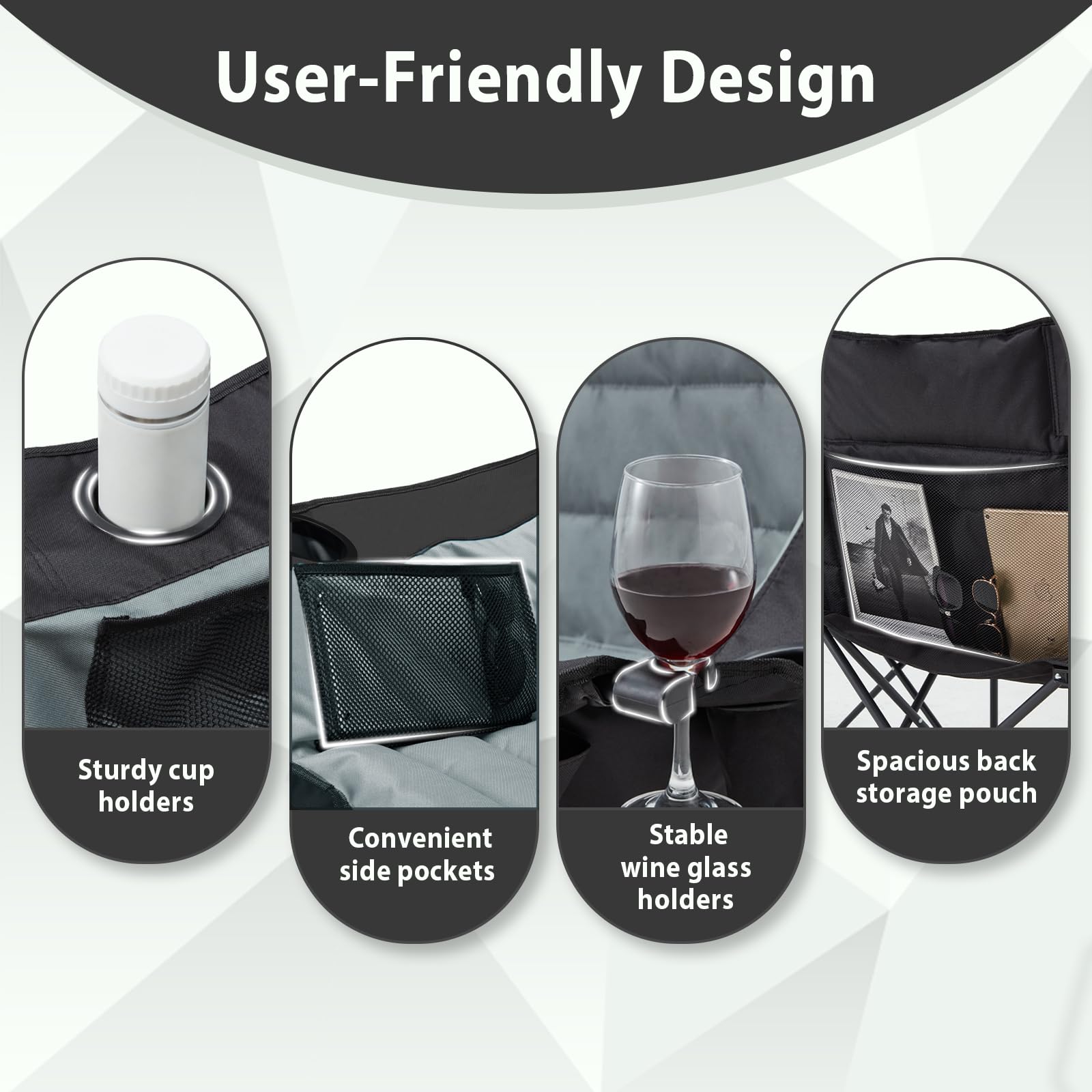 Youtanic Oversized Camping Chair side pockets keep essentials close at hand.