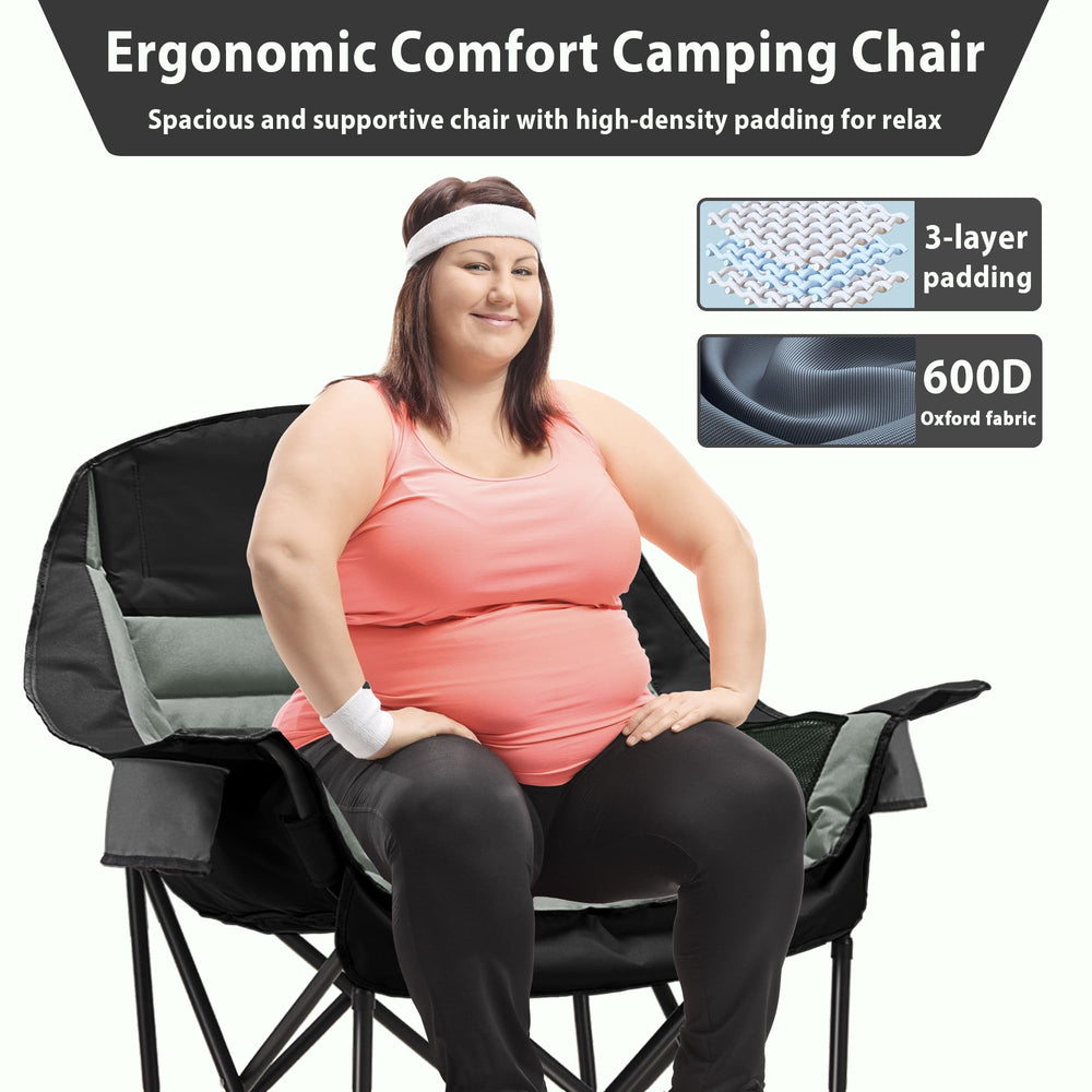 Youtanic Oversized Camping Chair steel frame with powder-coated finish for stability.