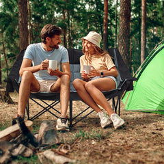 Youtanic Oversized Camping Chair unfolded into a loveseat for two.