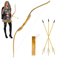 Youth wooden bow and arrow set displayed together