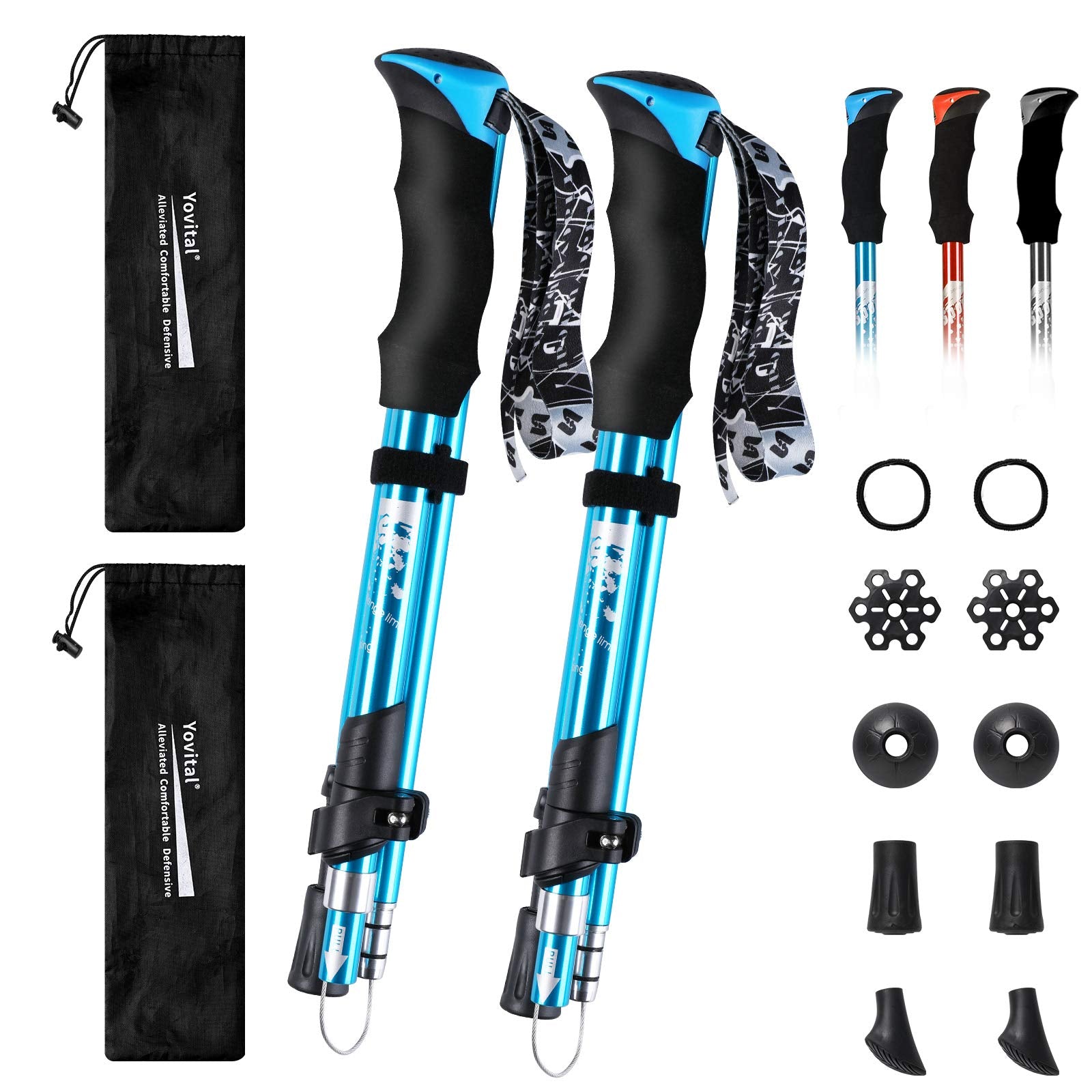 YOVITAL Trekking Poles folded compact for backpack storage and travel light.