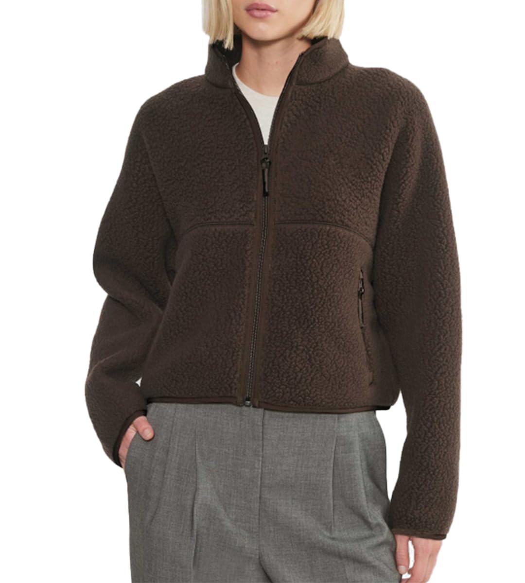 Yozazzy fleece jacket with stand collar for cozy commuting warmth