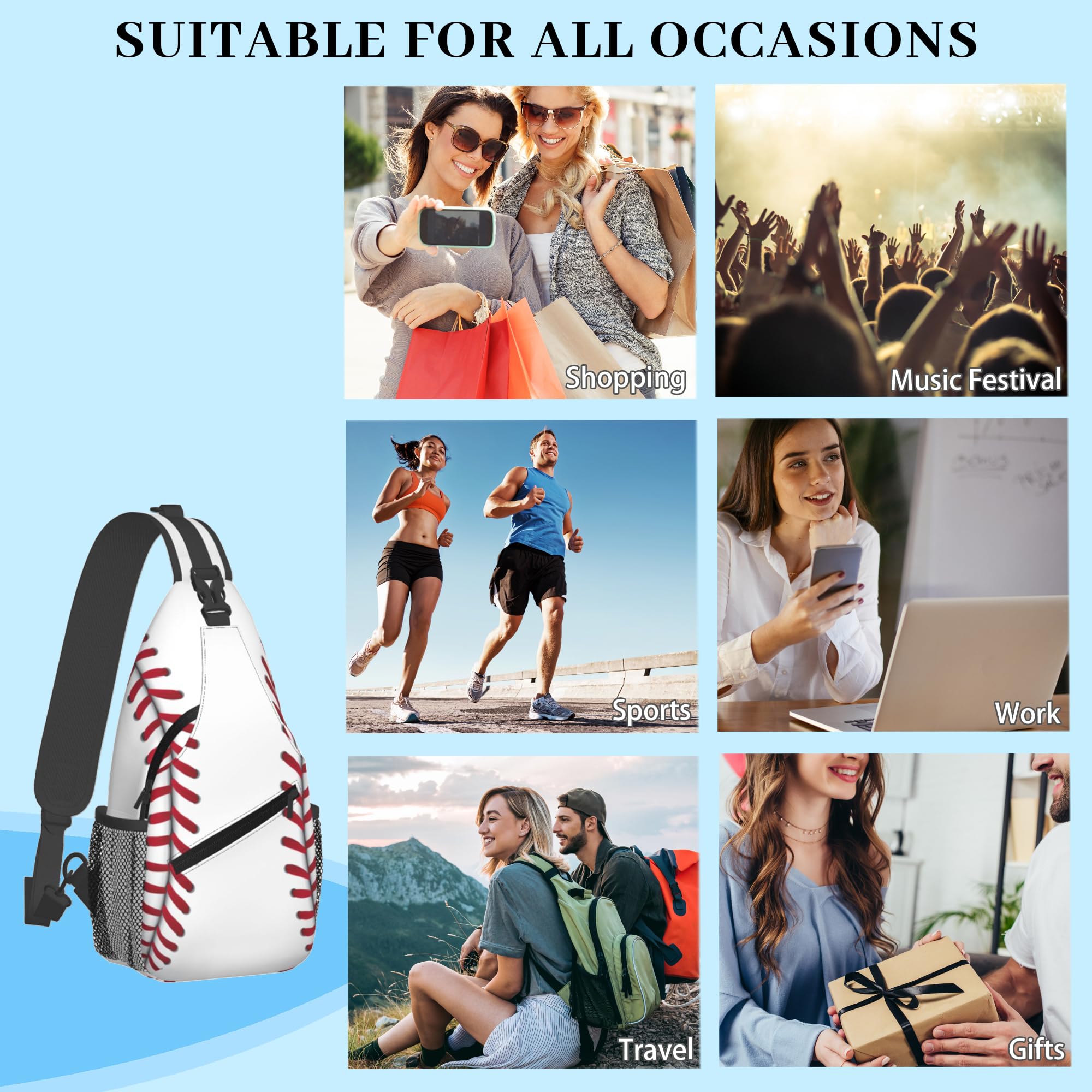 YOZIRIBO sling bag worn crossbody keeps hands free.
