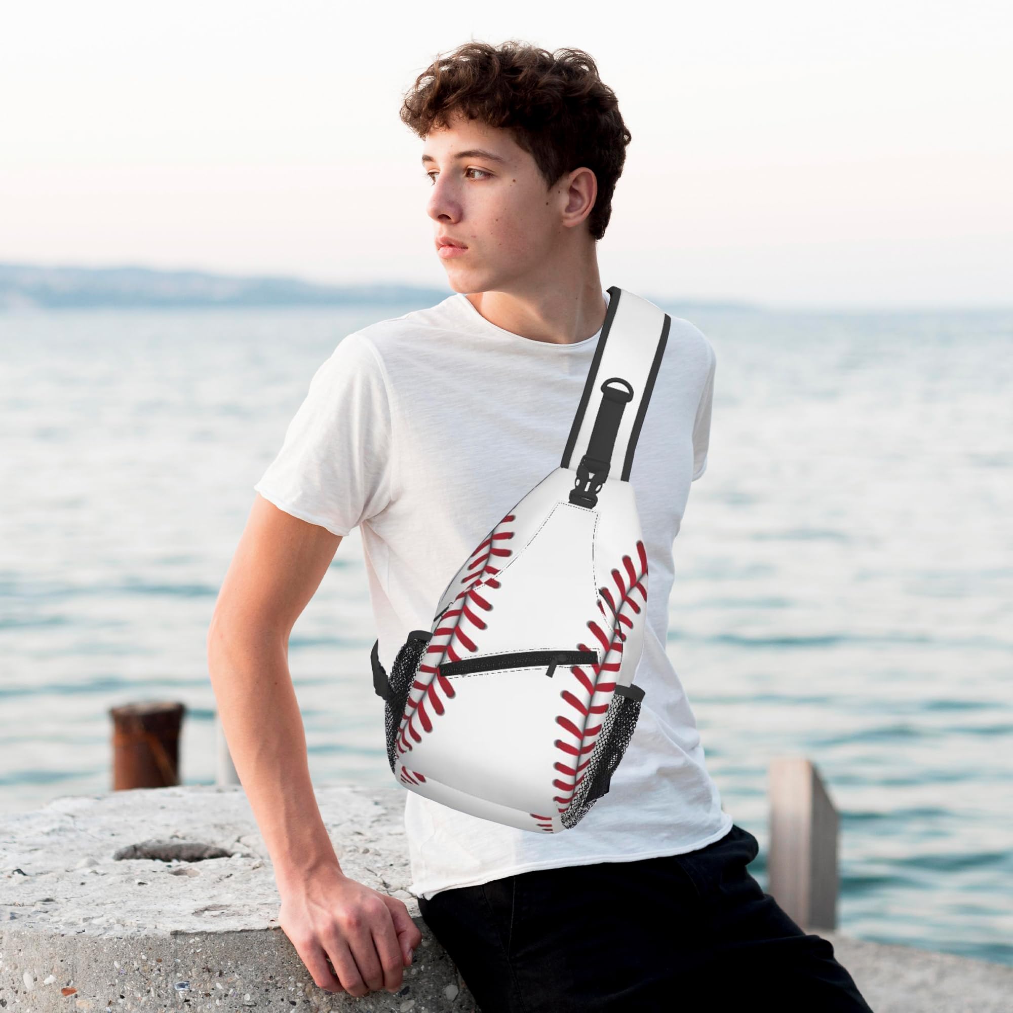 YOZIRIBO sling bag side pocket fits a water bottle.