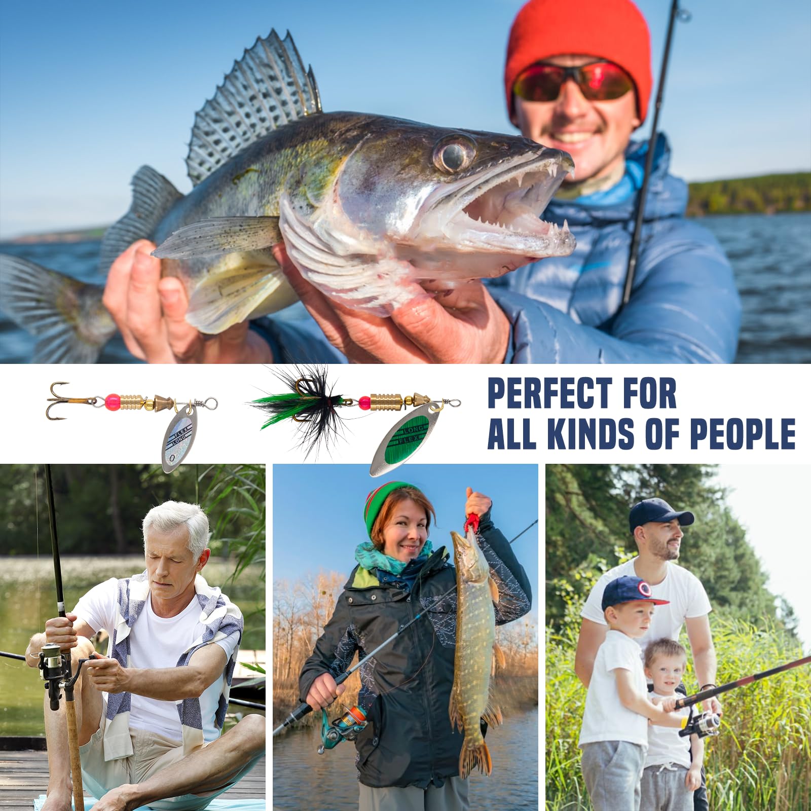 Bright strike-attractor sleeves on trout lures