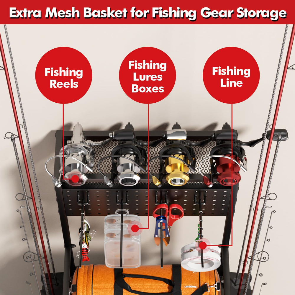 YQSLYSF durable steel construction rod rack features a powder-coated frame