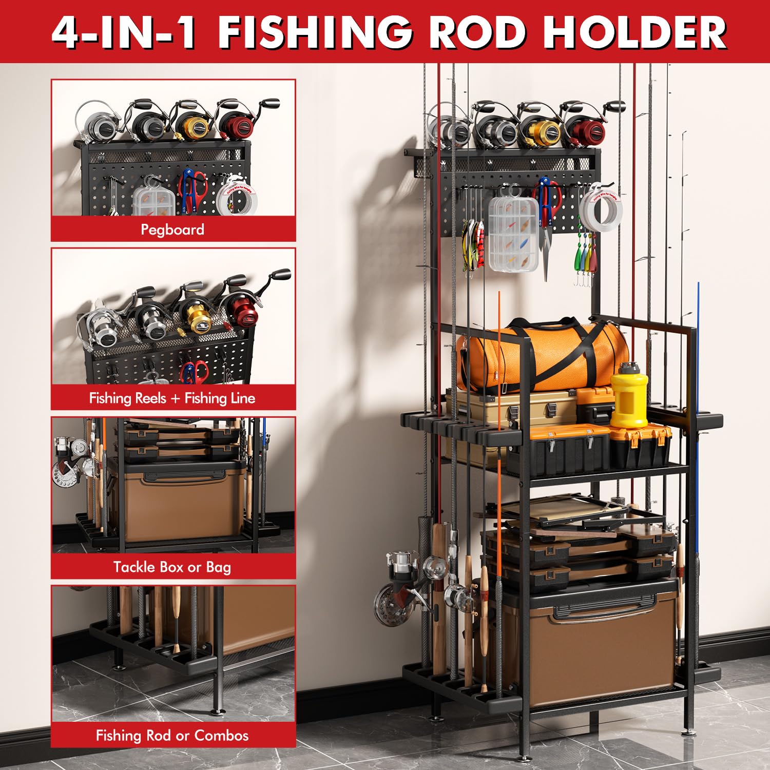 YQSLYSF tackle gear storage unit neatly organizes reels and pliers