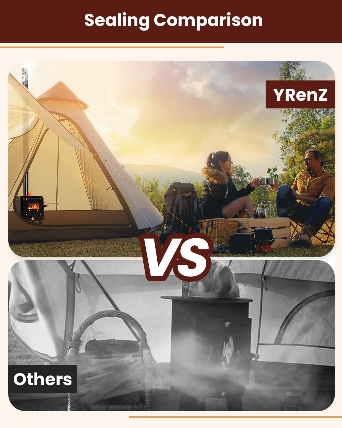 YRenZ ice fishing stove setup keeps shelter warm on a frozen lake