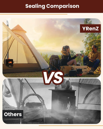 YRenZ ice fishing stove setup keeps shelter warm on a frozen lake