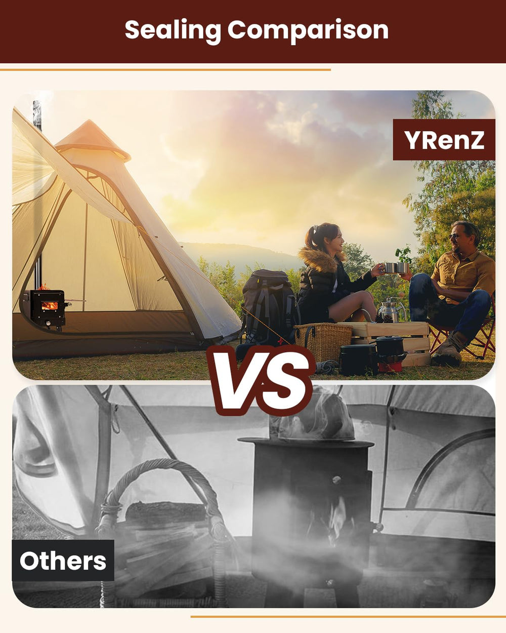 YRenZ ice fishing stove setup keeps shelter warm on a frozen lake