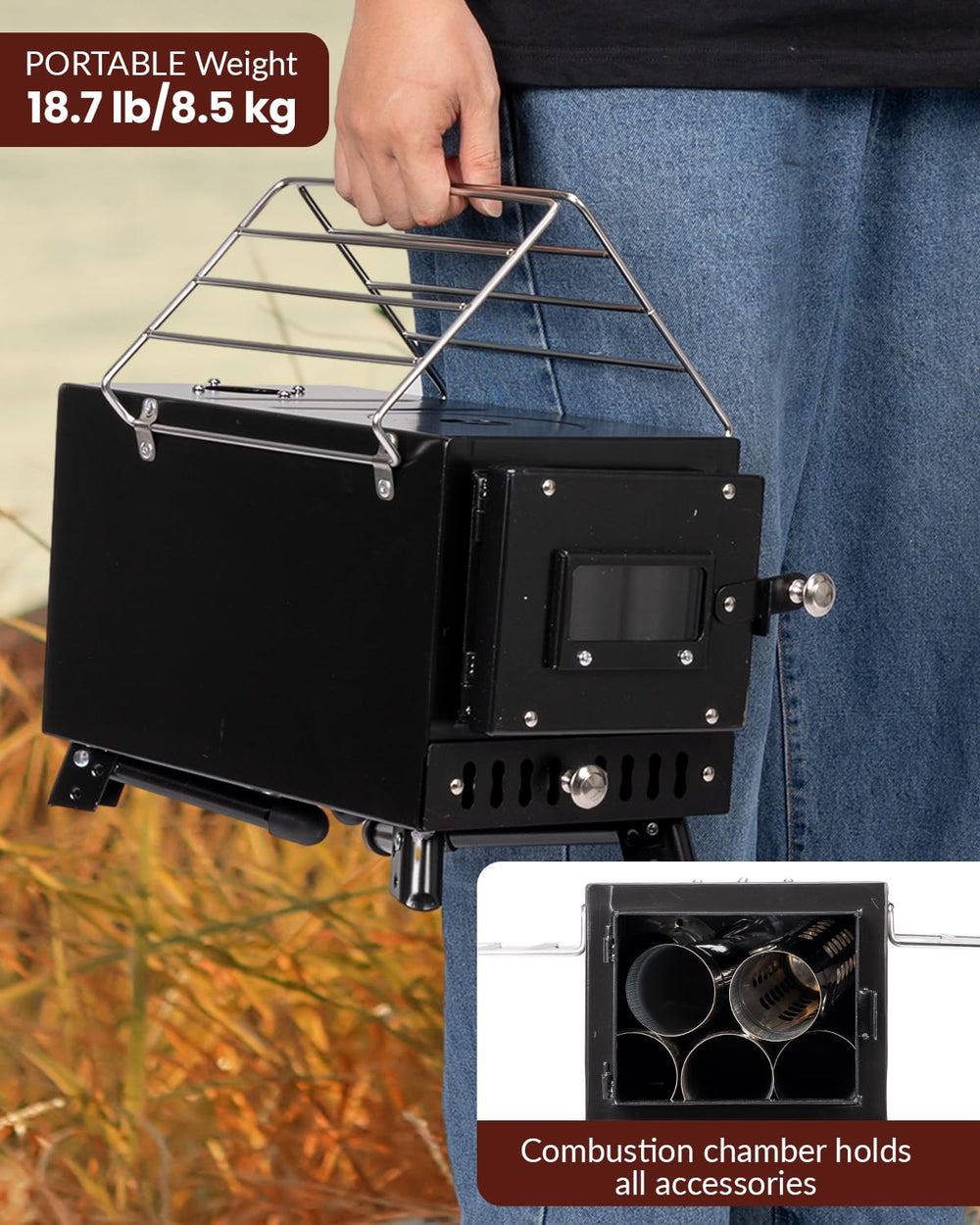 YRenZ portable stove kit shows compact design for easy transport