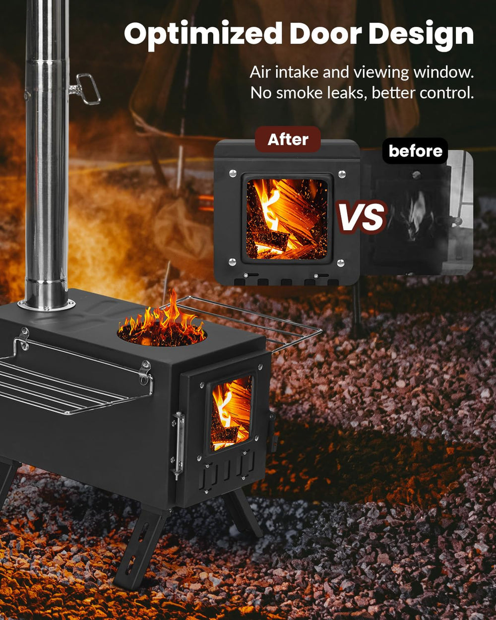 YRenZ stove door seals tightly to minimize smoke leakage