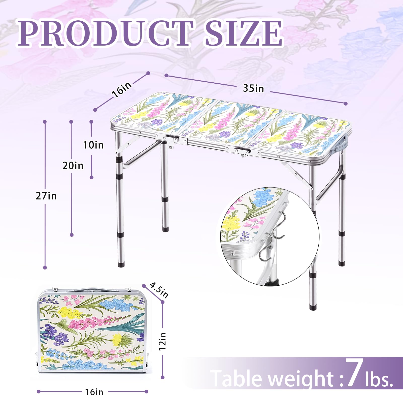 Yriuat folding camping table aluminum frame shows durable build for camping and beach days.