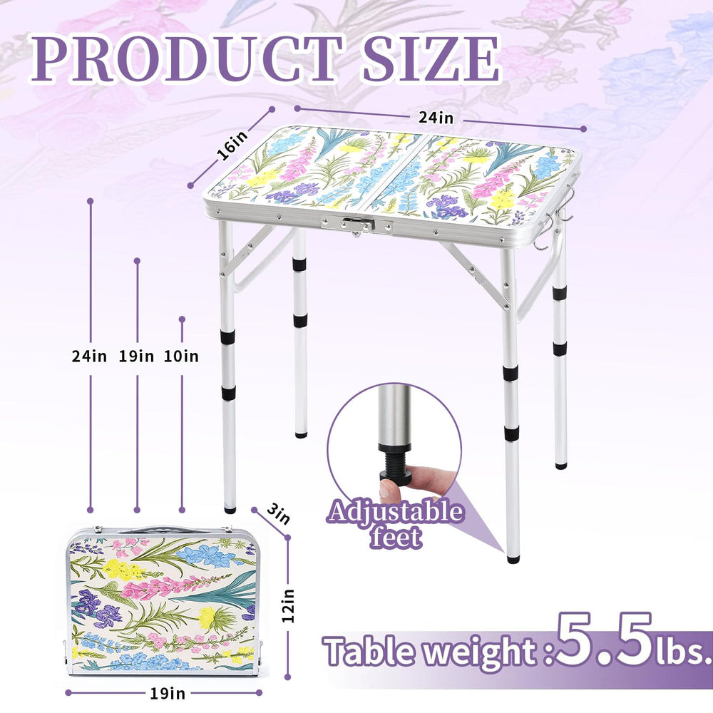 Yriuat folding camping table aluminum top provides sturdy surface for meals.