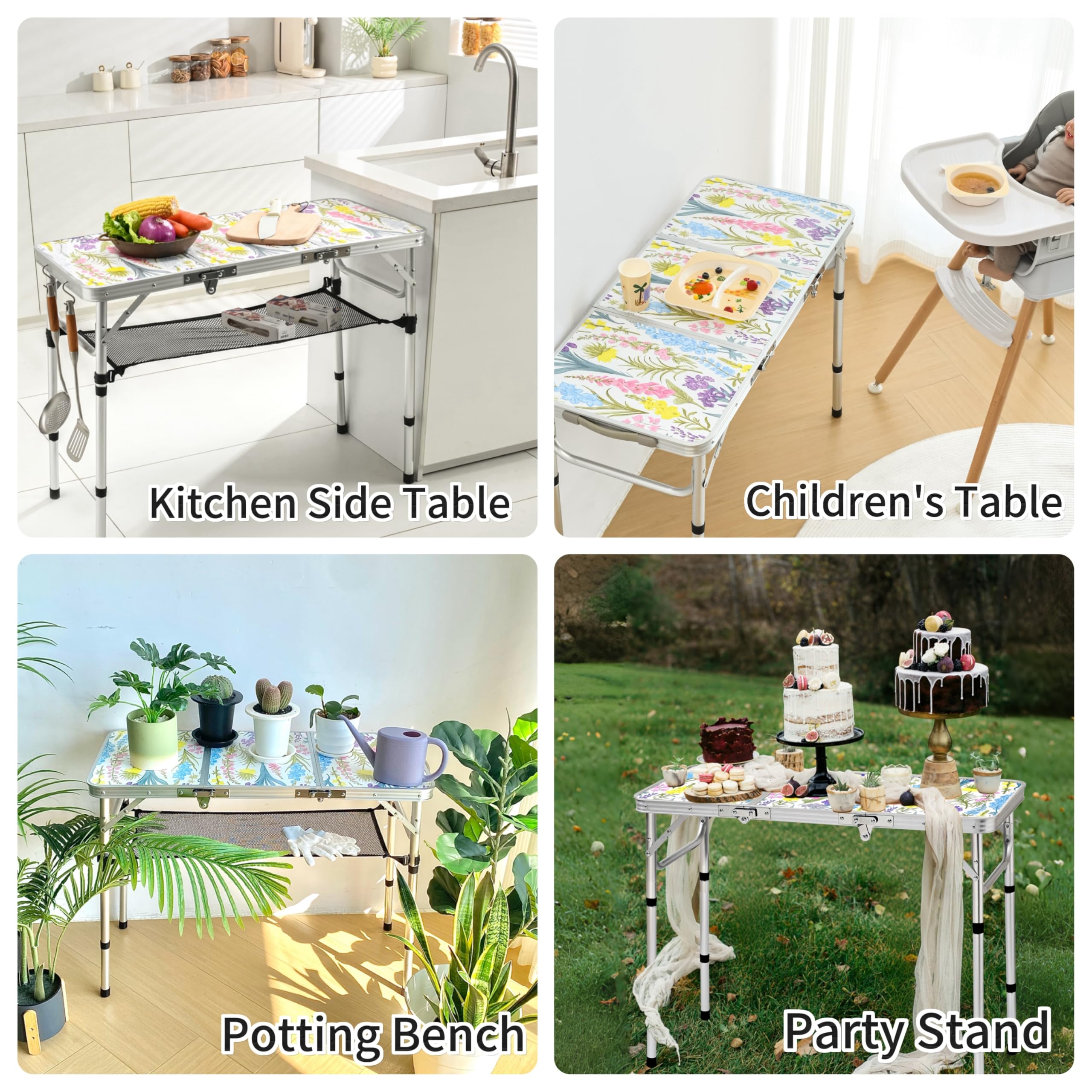 Yriuat folding camping table carry handle enables easy one-handed transport.