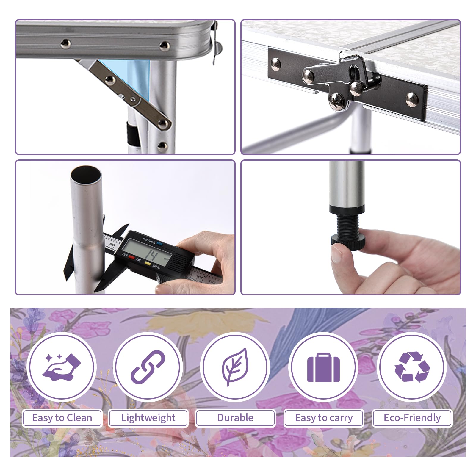 Yriuat folding camping table portable with carry handle for effortless transport.