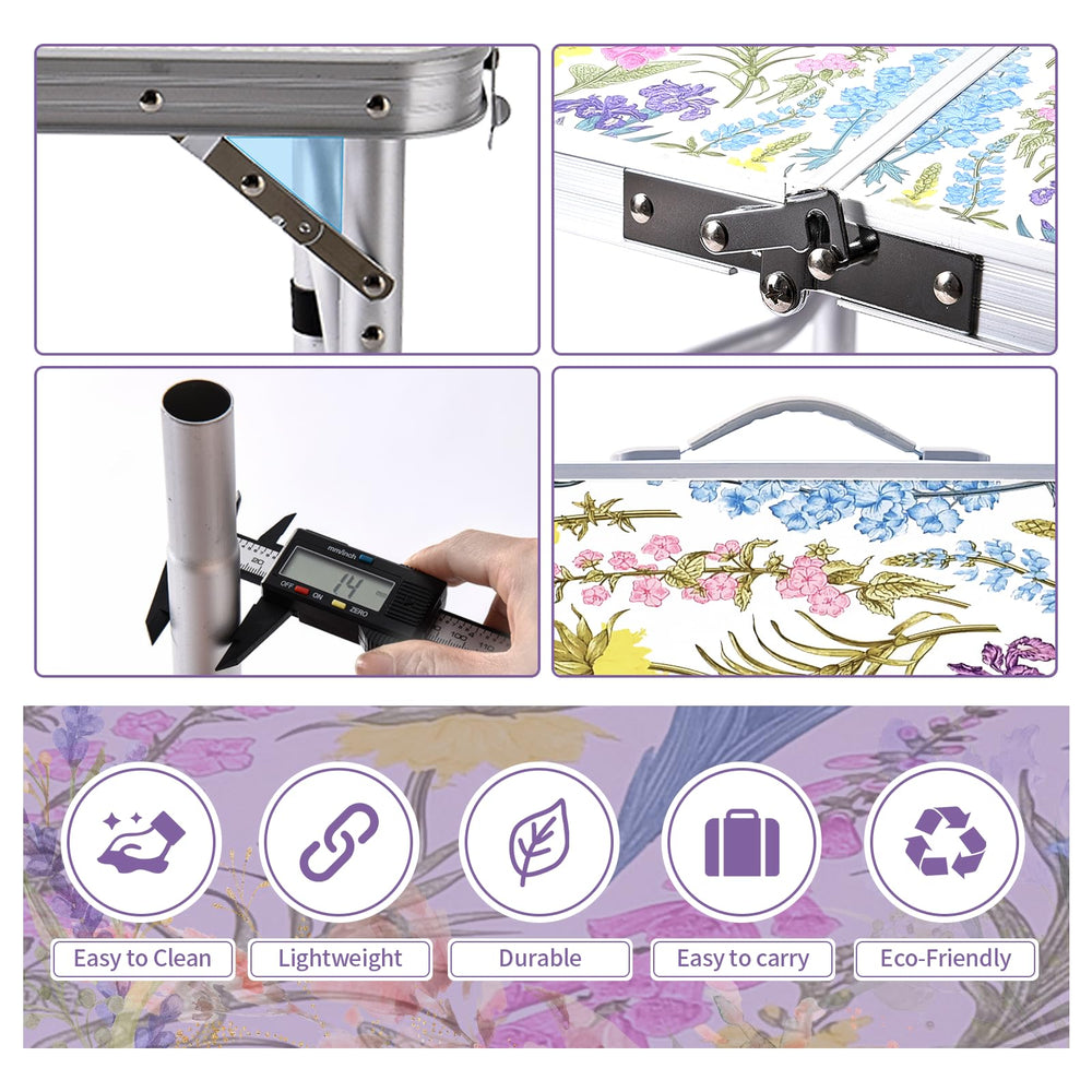 Yriuat folding camping table mesh storage and S hooks offer convenient outdoor organization.