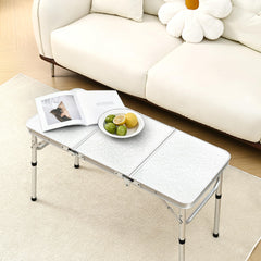 Yriuat folding table adjustable legs offer versatile height options for seating.