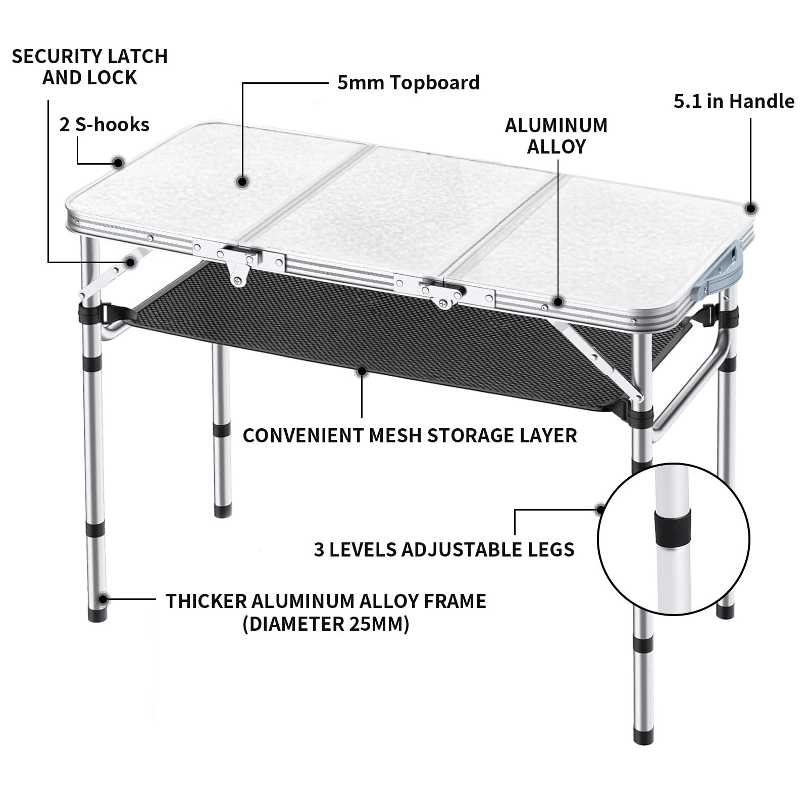 Yriuat folding table in outdoor use ready for beach or campsite setup.