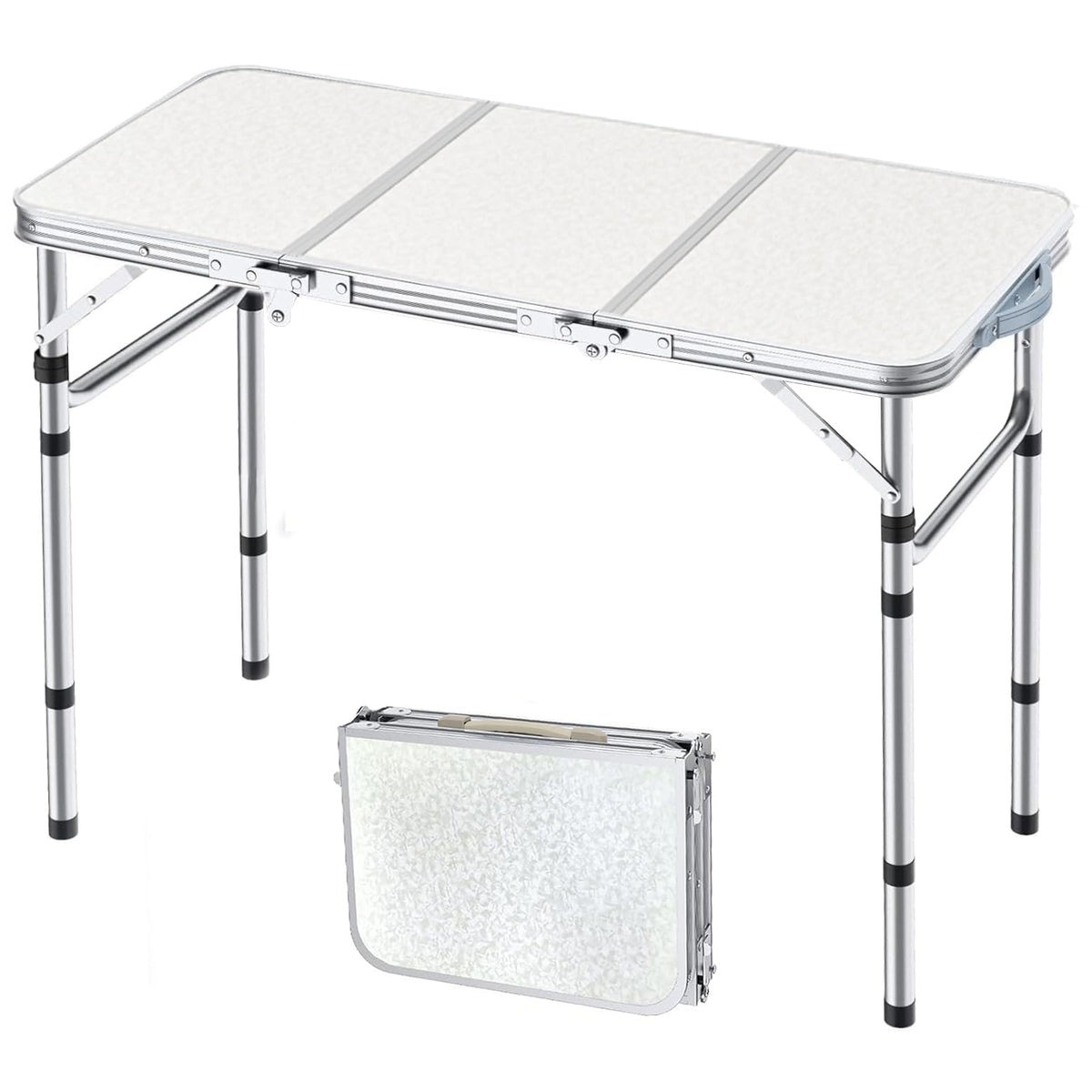 Yriuat folding table top aluminum provides sturdy surface for outdoor meals.
