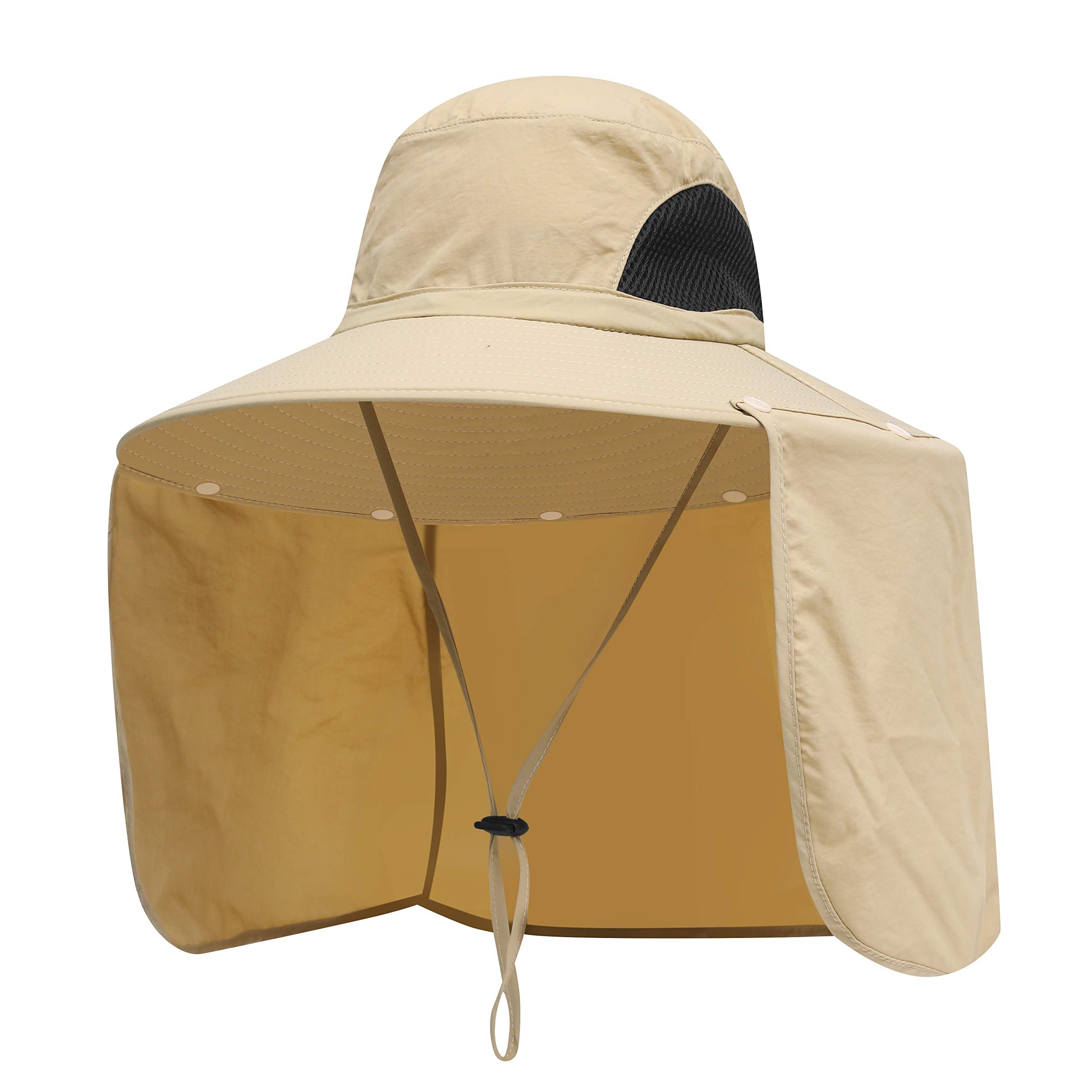 YR.Lover Sun Blocker Hat front view with large brim and neck flap for sun protection