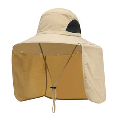 YR.Lover Sun Blocker Hat front view with large brim and neck flap for sun protection