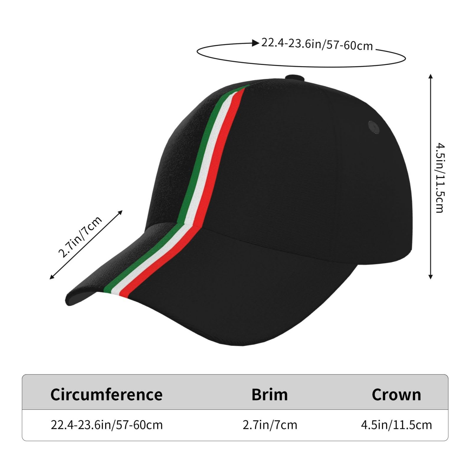 YSBYEIU Italian Flag Baseball Cap ideal for daily wear and casual outfits.