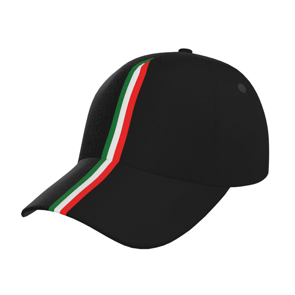 YSBYEIU Italian Flag Baseball Cap front view for unisex daily wear and sun protection.