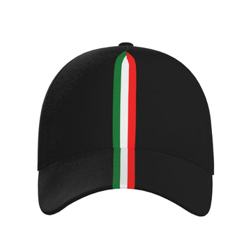 YSBYEIU Italian Flag Baseball Cap side view, adjustable fit for comfortable outdoor use.