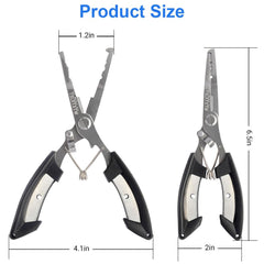 Close-up of 3CR13 stainless steel fishing pliers