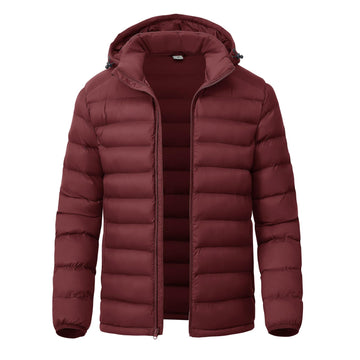 YSENTO down-alternative jacket in wine red front view showcasing lightweight warmth.