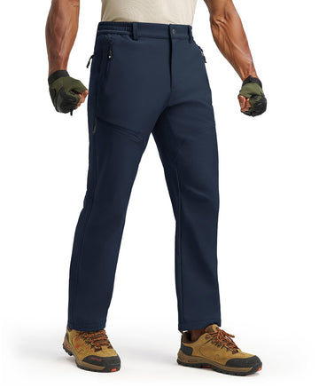 YSENTO men’s ski pants navy side pocket view highlighting practical zipper pockets.