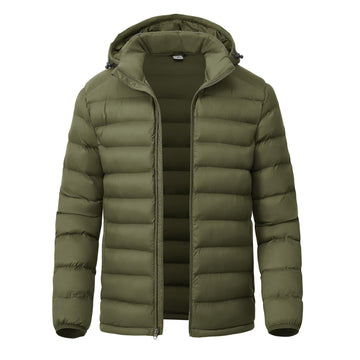 YSENTO men's down alternative jacket army green front view shows lightweight warmth