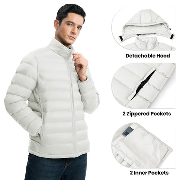 YSENTO down-alternative jacket detachable hood with buckle for adjustable wind defense