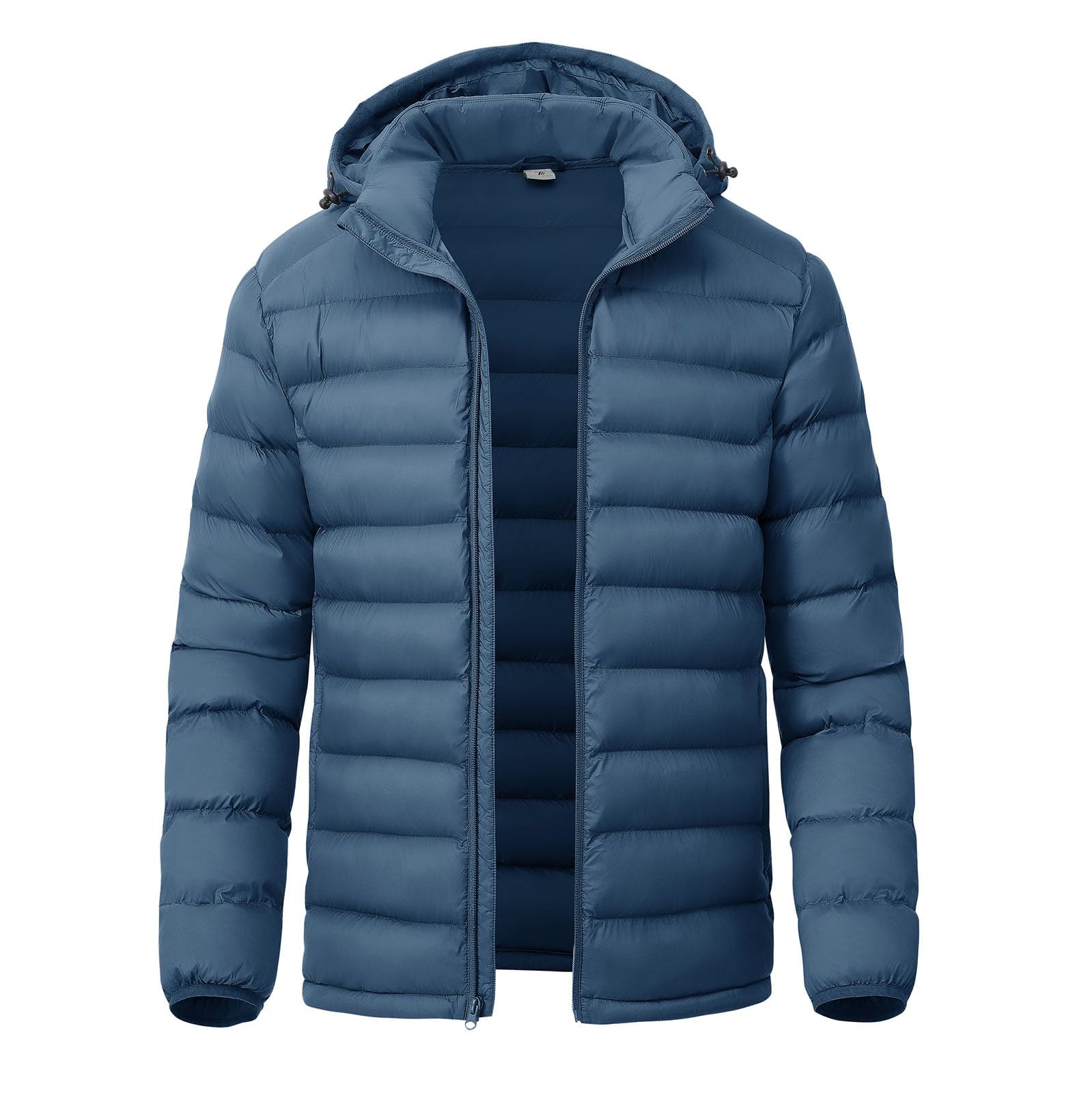 YSENTO men's down alternative jacket with detachable hood in dark blue for versatile warmth.
