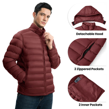 YSENTO jacket stand-up collar in wine red for added neck warmth