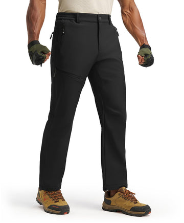 YSENTO men's insulated snow pants back view with reinforced seams for durable outdoor use