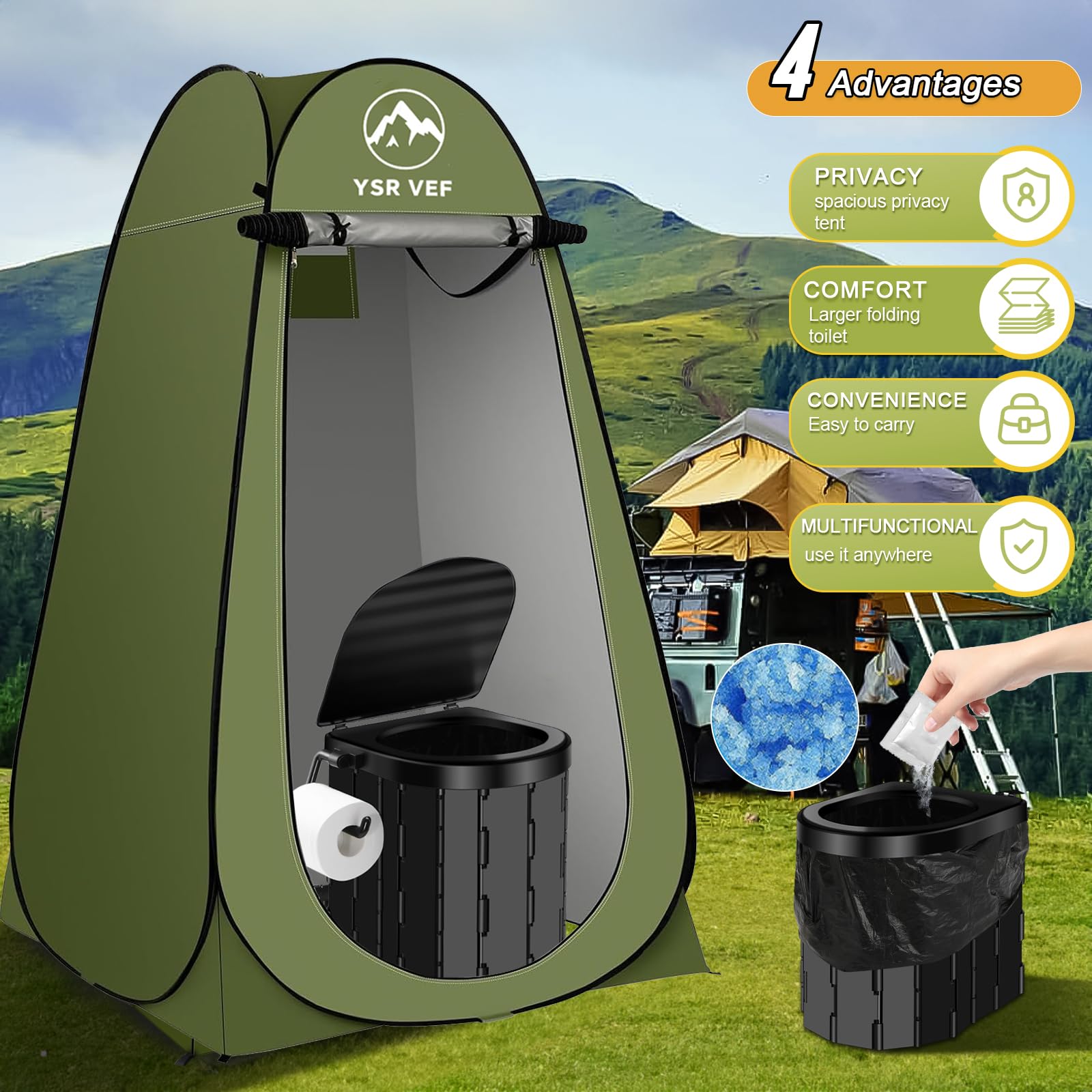YSR VEF pop-up privacy tent interior view for easy outdoor use.