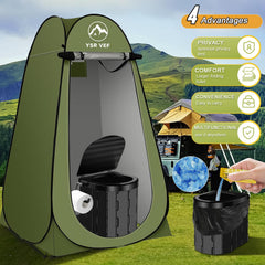 YSR VEF pop-up privacy tent set up for private changing and shelter during outdoor adventures.