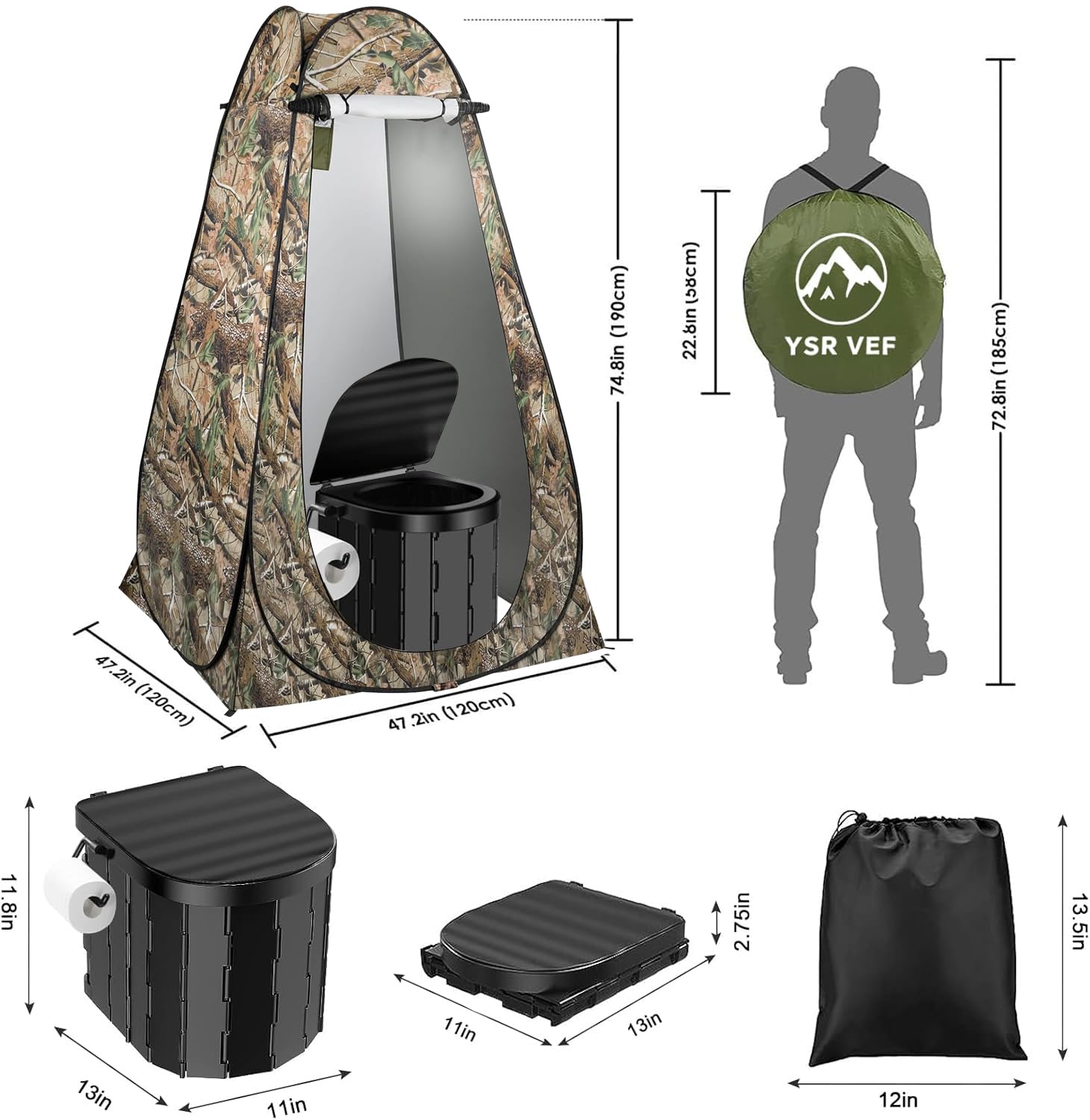 YSR VEF pop-up shower tent demonstrating easy outdoor shelter.