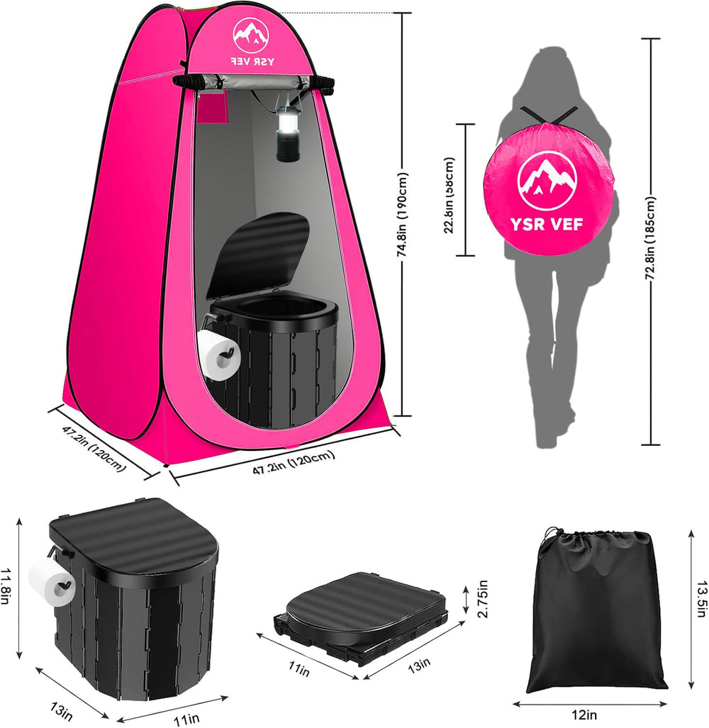 YSR VEF portable toilet collapsed for compact storage, easy setup and stable outdoor use.