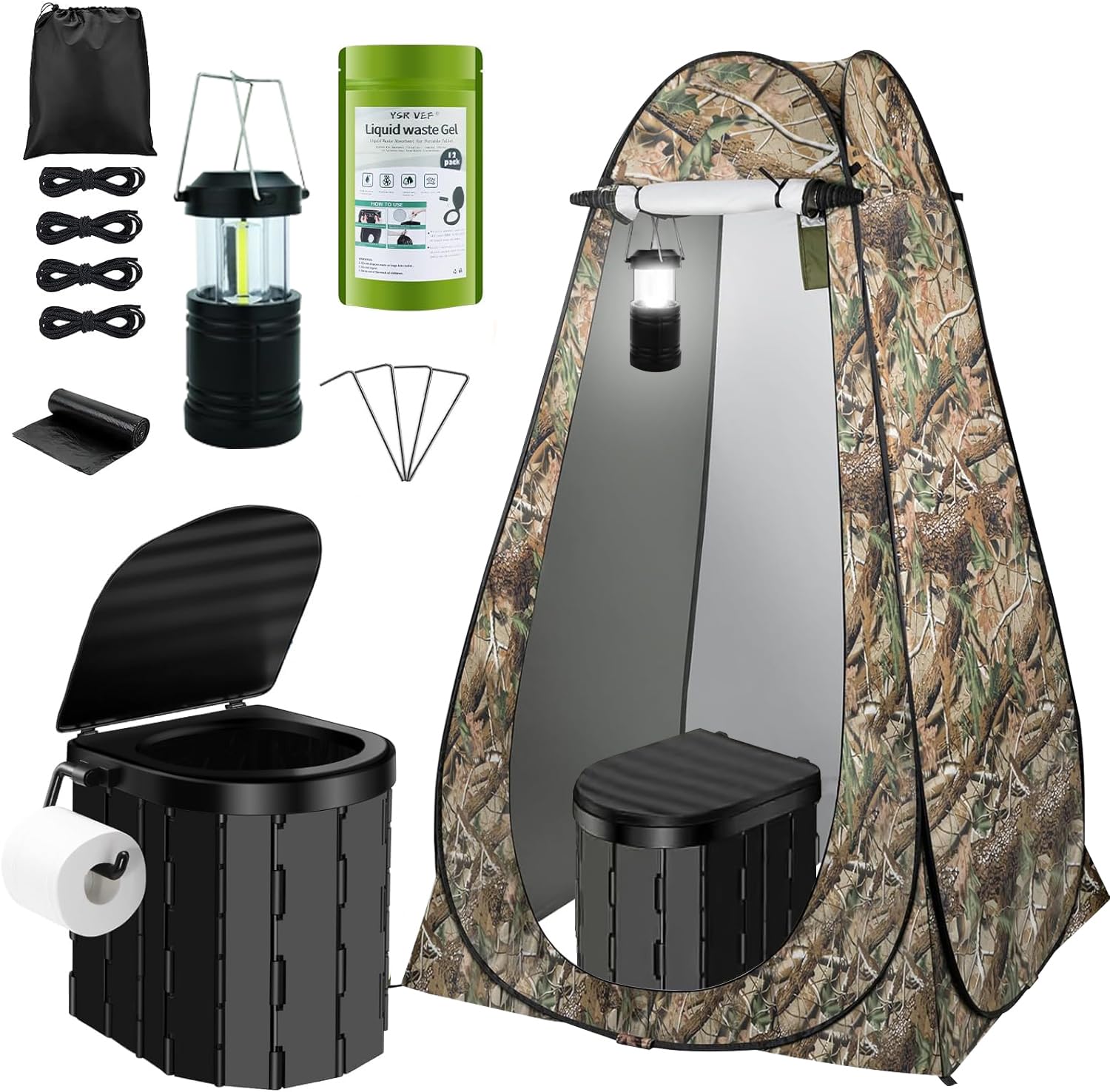 YSR VEF portable toilet kit pop-up tent with quick setup for camping privacy.