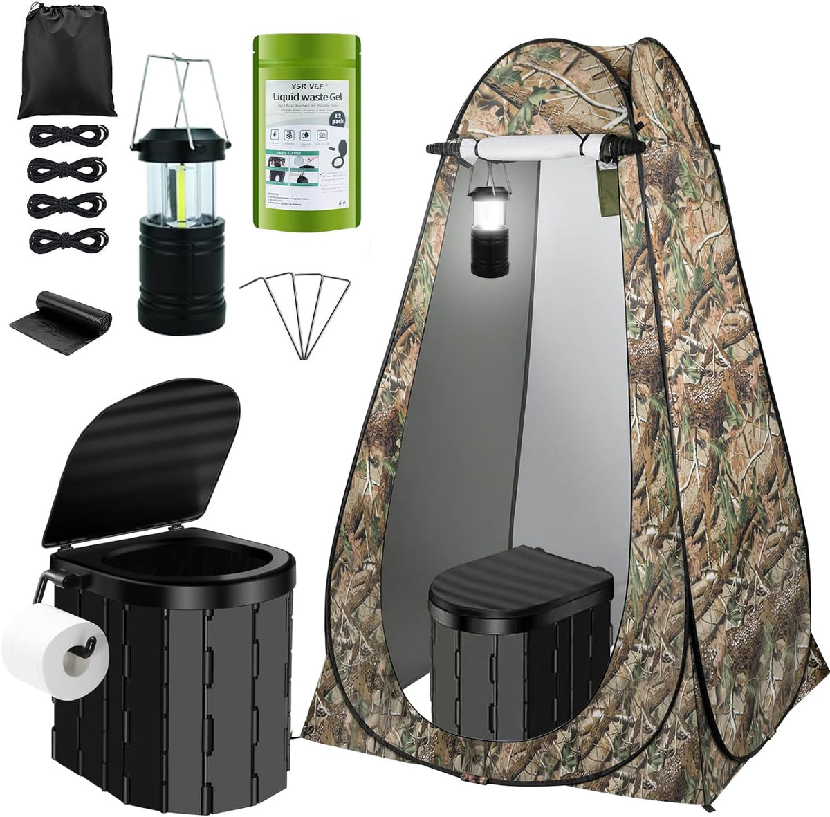 YSR VEF portable toilet kit pop-up tent with quick setup for camping privacy.