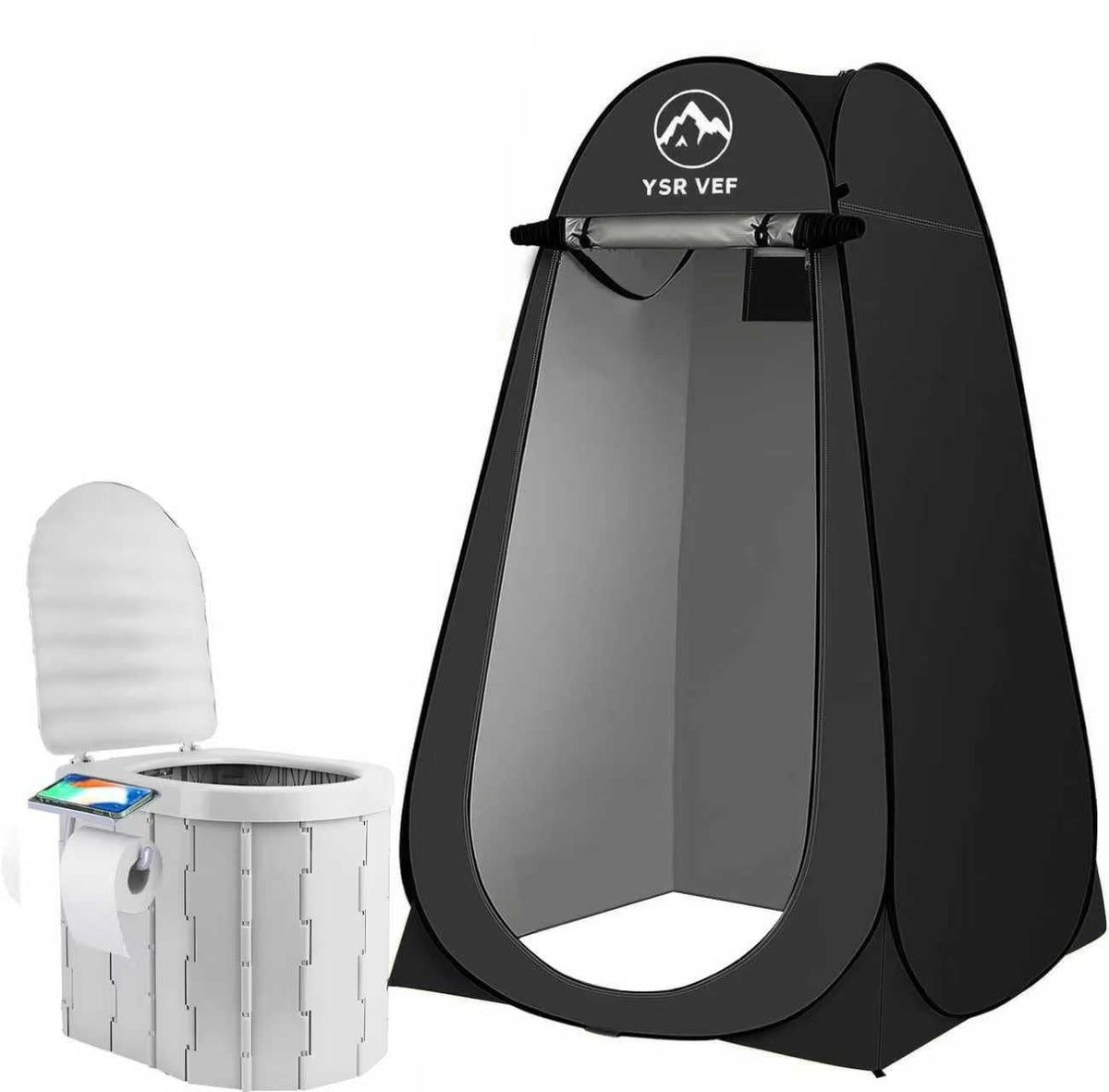 YSR VEF portable toilet tent provides private outdoor bathroom experience.