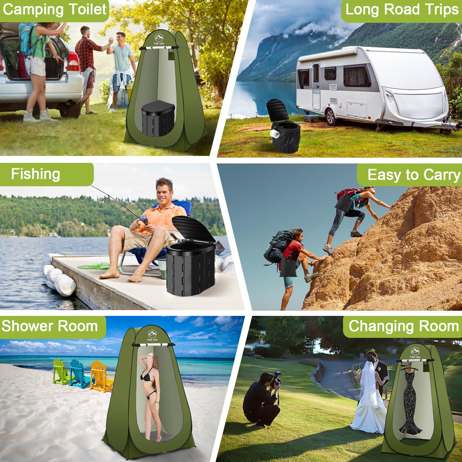 YSR VEF shower tent folded compactly for portable outdoor washing.