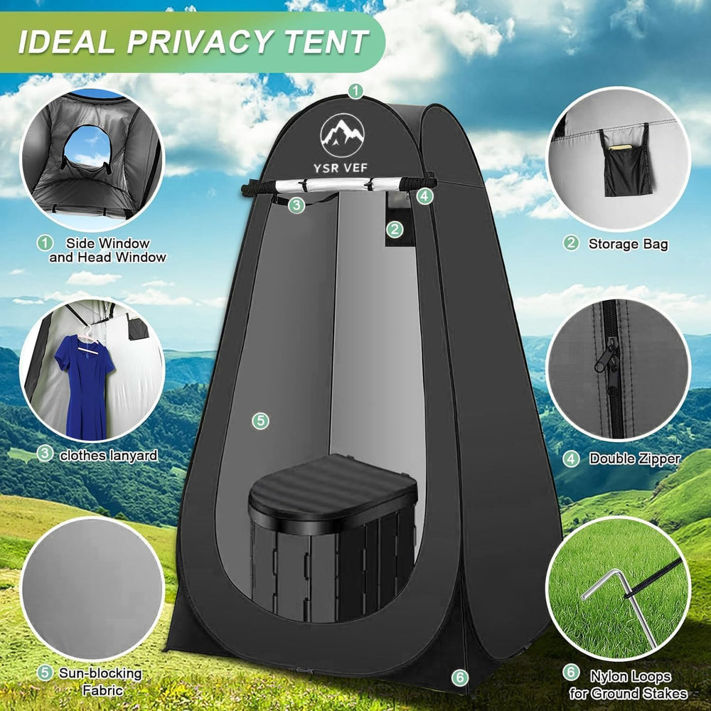 YSR VEF toilet bags demonstrate clean waste transport in rugged camping conditions.