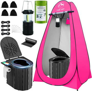 YSR VEF YEFHEIBMT-MHZP folded toilet kit for easy outdoor transport.