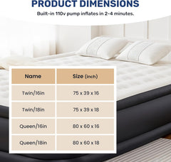YSSOA air mattress with 16-inch height offers sturdy, easy bed-height