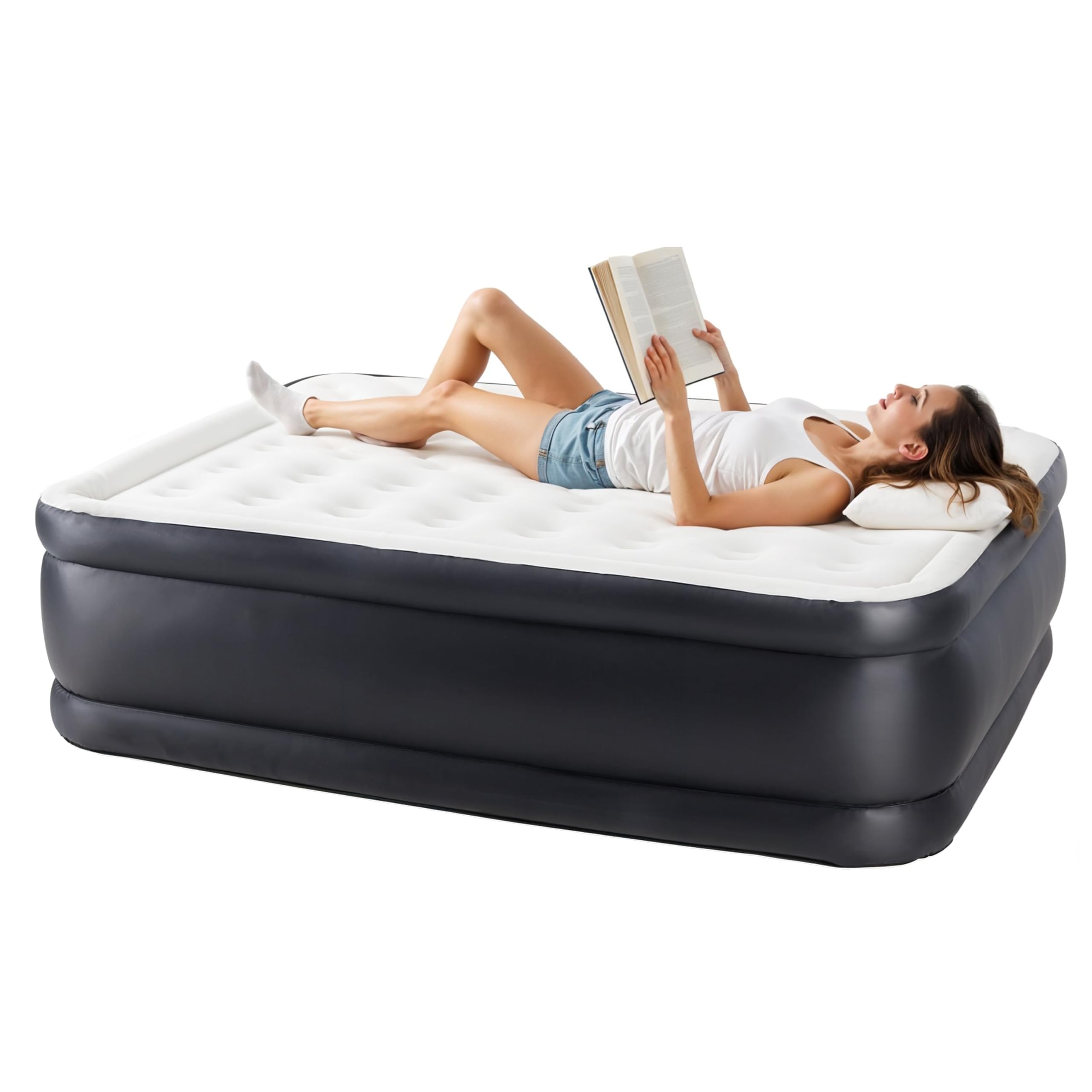 YSSOA Queen air mattress pump in action showing quick setup
