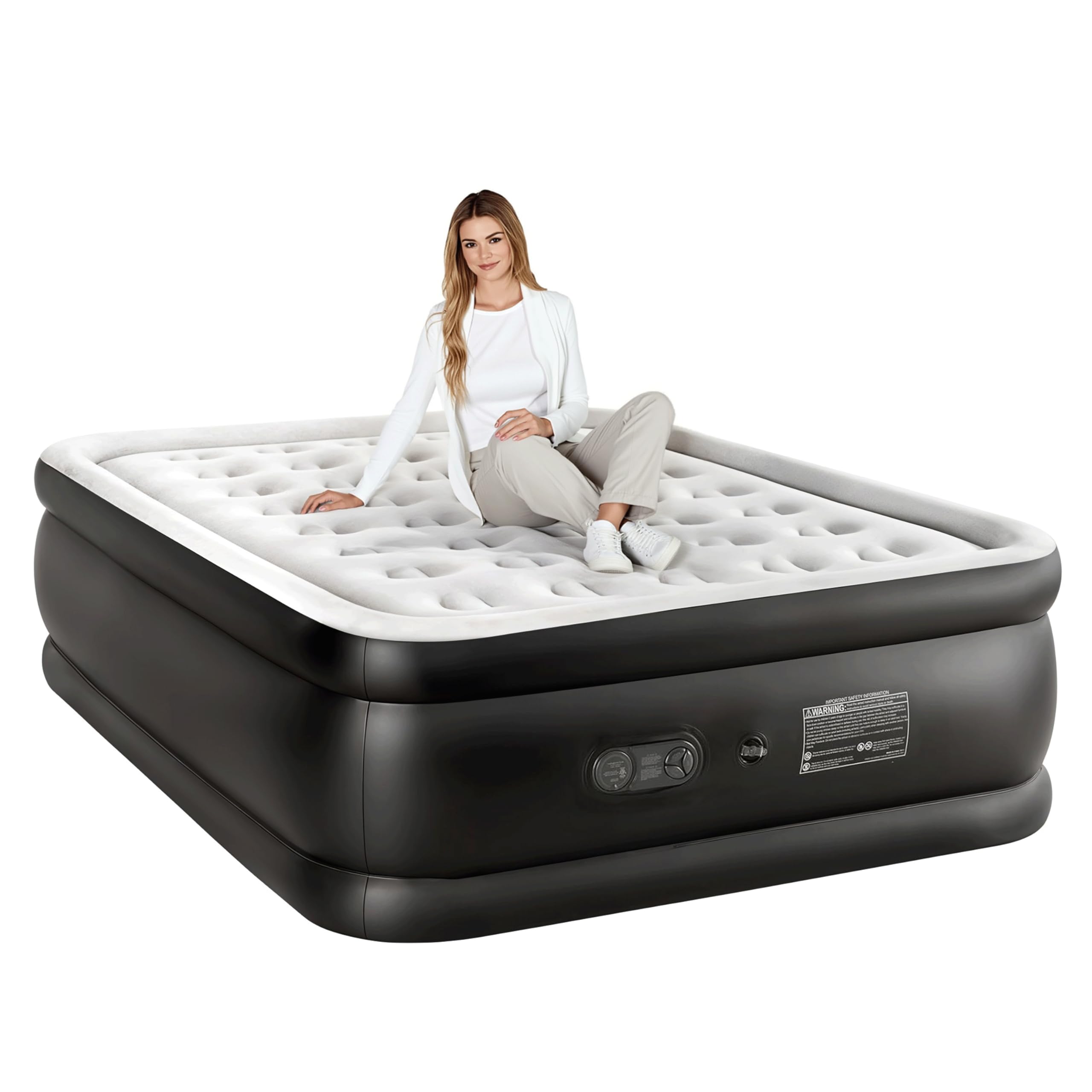 YSSOA Queen air mattress with built-in pump for quick setup during travel